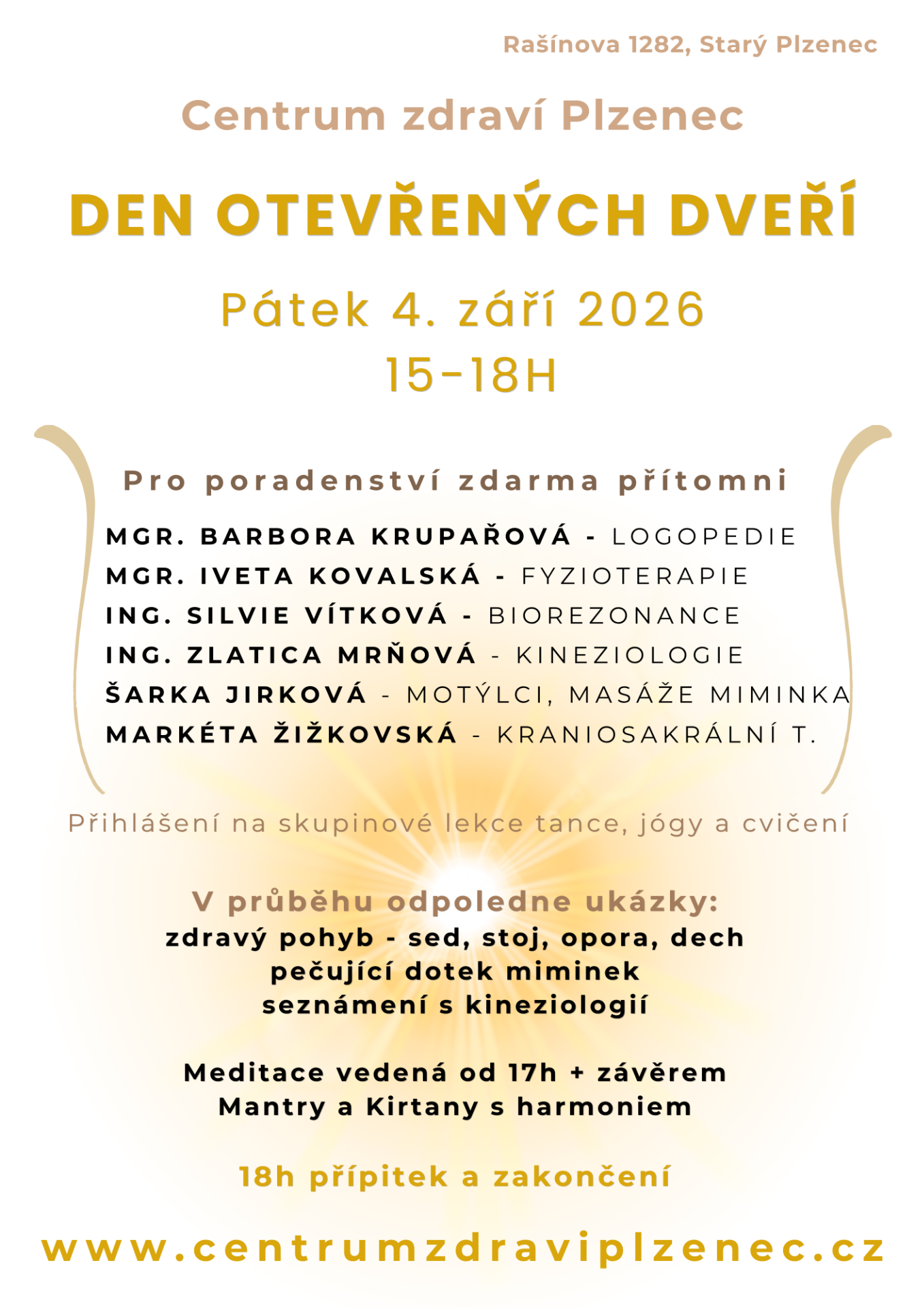 4. 9. 2026 DEN OTEVŘENÝCH DVEŘÍ 15 - 18h